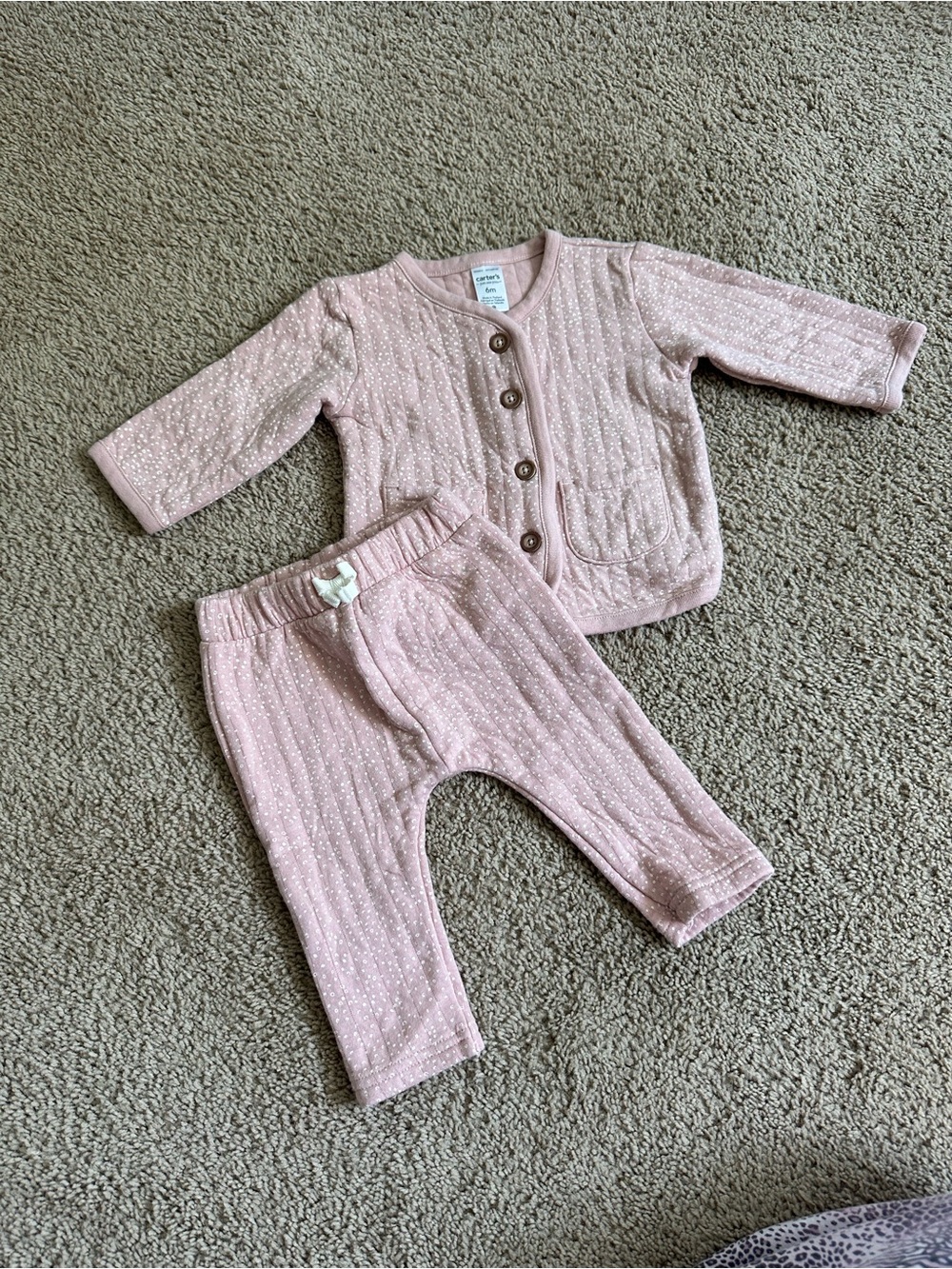 Baby Pink Quilted Two-Piece Set.
